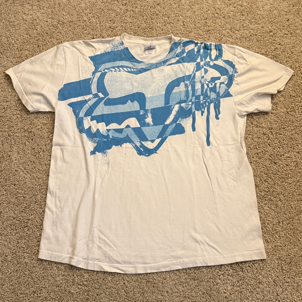 Fox White Tee with Blue Details